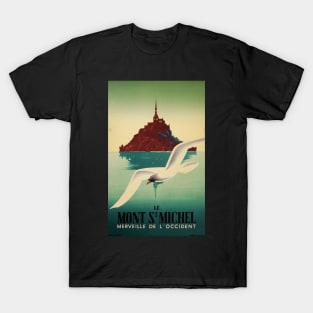 Retro poster - travel - vintage - Mont St Michel T-Shirt